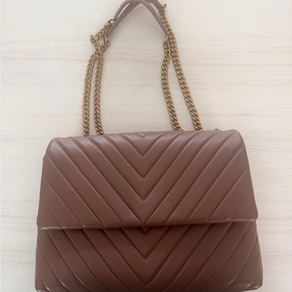 Quince Taupe Quilted Shoulder Bag Covertable Crossbody (larger size)